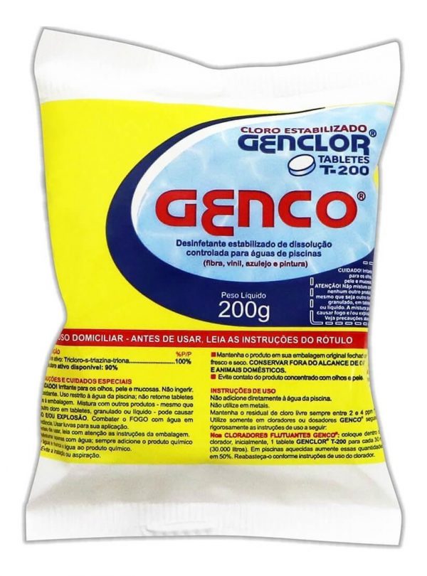 6938969491 cloro genco em tabletes genclor t200 estabilizado ativo 200g D NQ NP 945915 MLB31672479650 08201